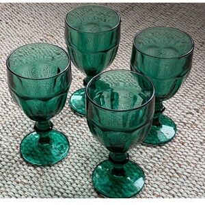 Vintage Libbey Emerald Green Goblets – Set of 4 Mid-Century Glassware